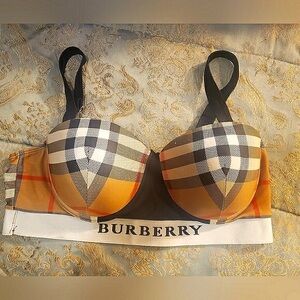Vintage Burberry Natural Plaid Padded Bra, Wide Adjustable Straps, NWOT size XL